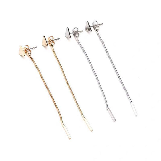 Minimal Triangle Tassel Long Earrings