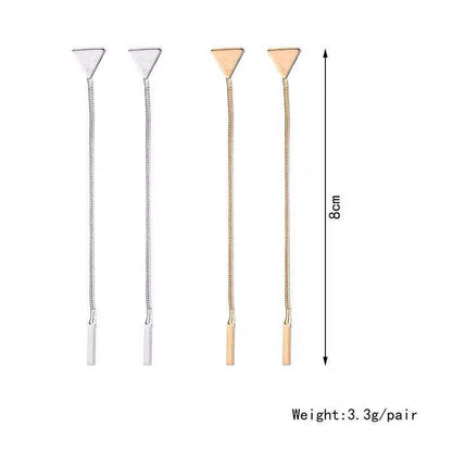 Minimal Triangle Tassel Long Earrings