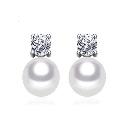 Classic Round Pearl Stud Earrings
