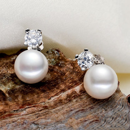 Classic Round Pearl Stud Earrings