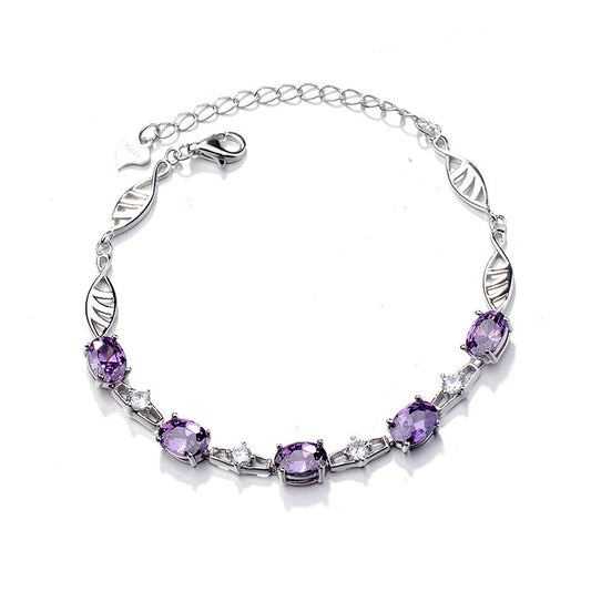 925 Sterling Silver Dreamy Purple Star Bracelet