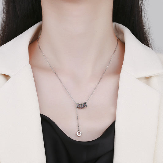 925 Sterling Silver Vintage Multicolor Circle Necklace