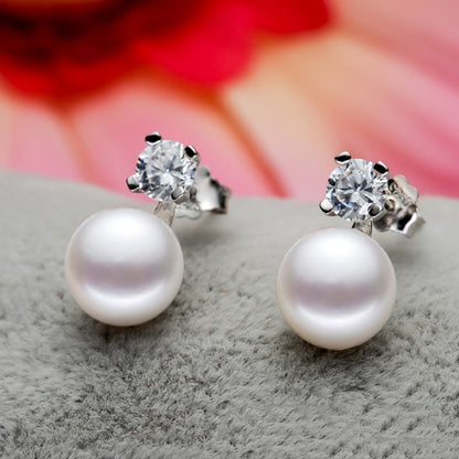 Classic Round Pearl Stud Earrings