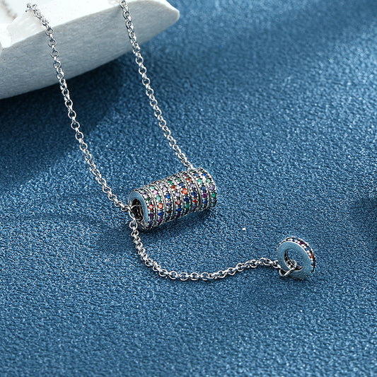 925 Sterling Silver Vintage Multicolor Circle Necklace
