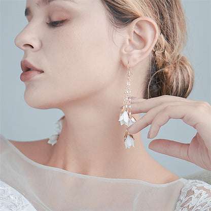 Bridal Crystal Flower Drop Earrings