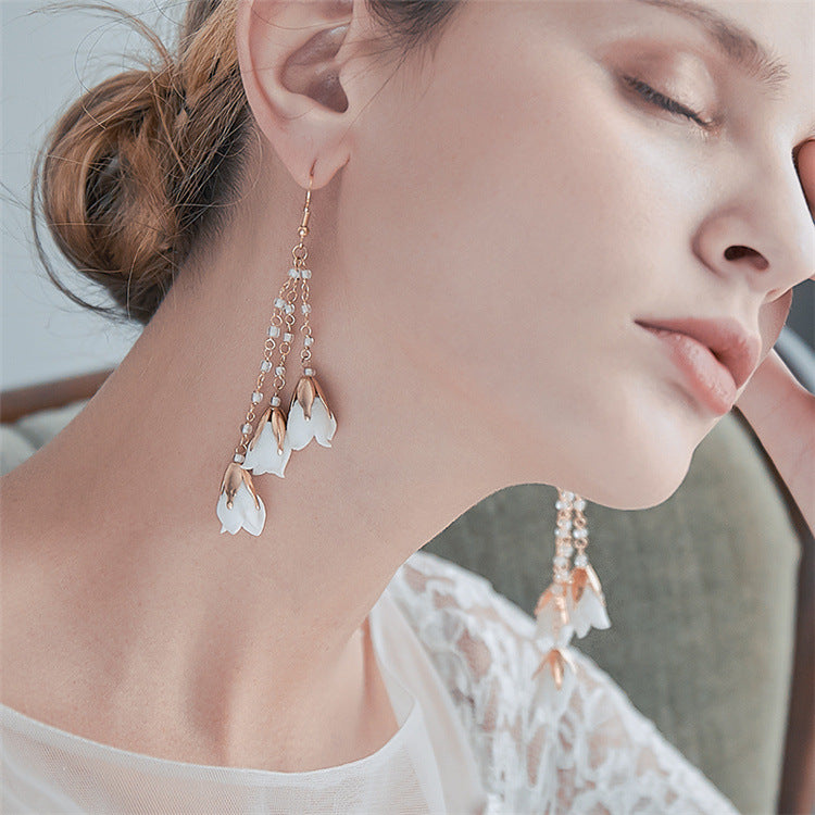 Bridal Crystal Flower Drop Earrings