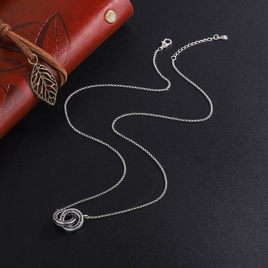 925 Sterling Silver Double Ring Clavicle Necklace