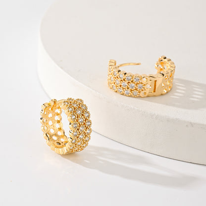 Gold Rhinestone Huggie Earrings