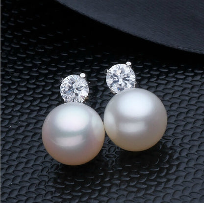 Classic Round Pearl Stud Earrings