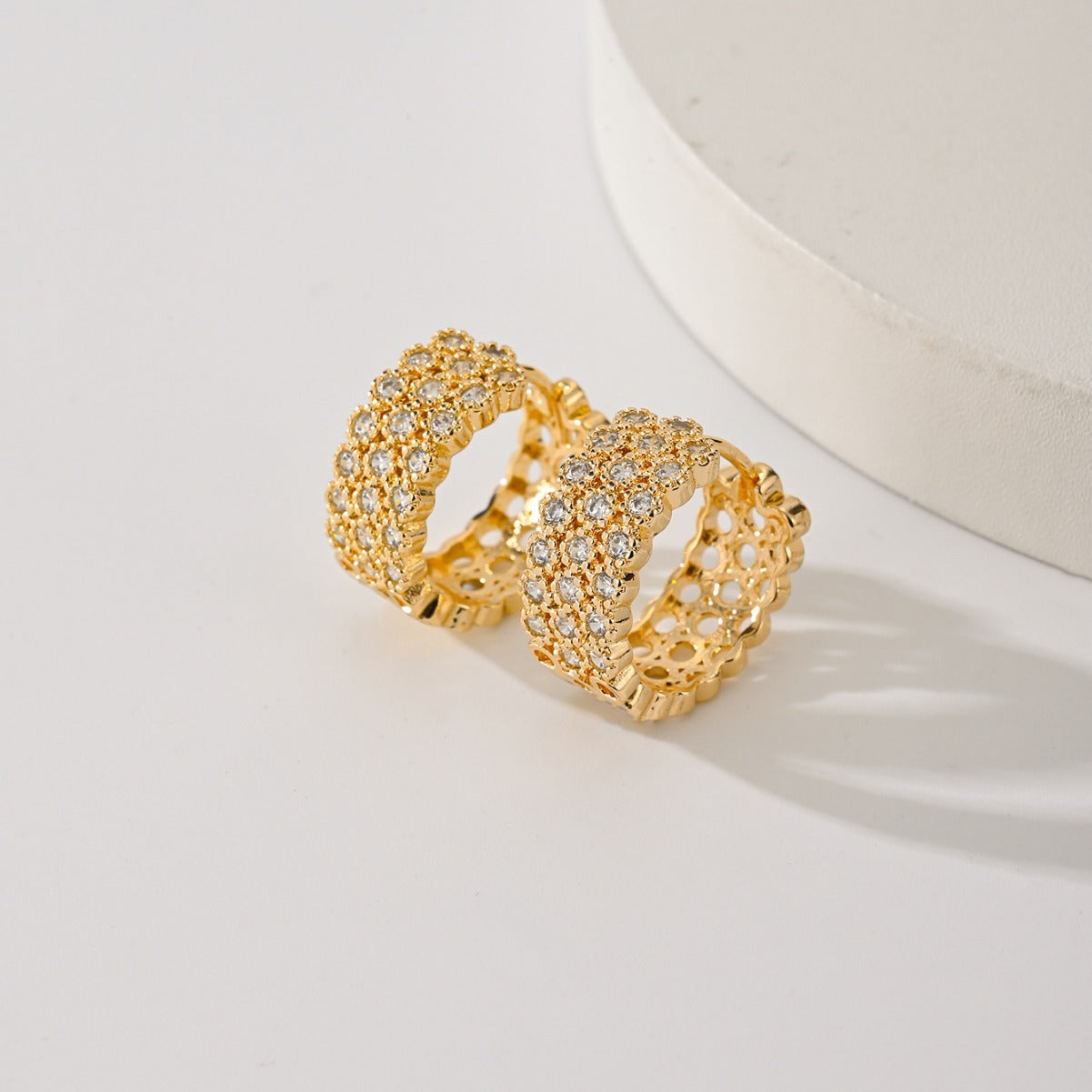 Gold Rhinestone Huggie Earrings