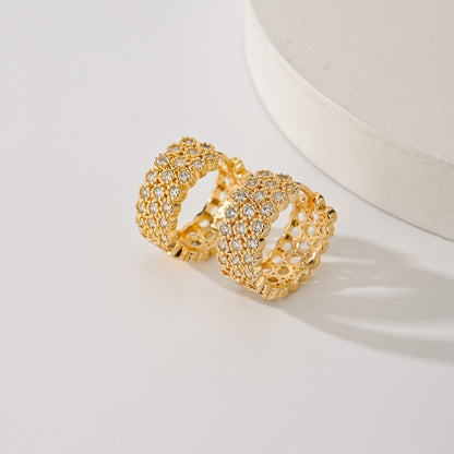 Gold Rhinestone Huggie Earrings
