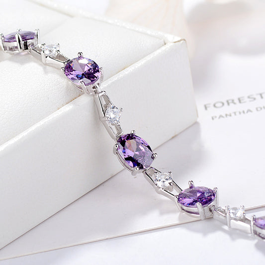 925 Sterling Silver Dreamy Purple Star Bracelet