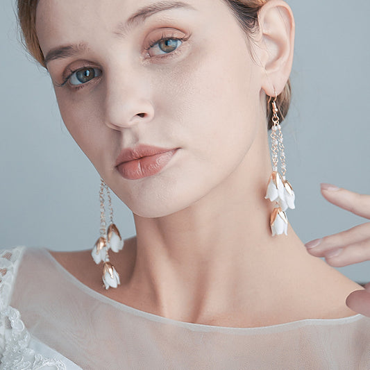 Bridal Crystal Flower Drop Earrings