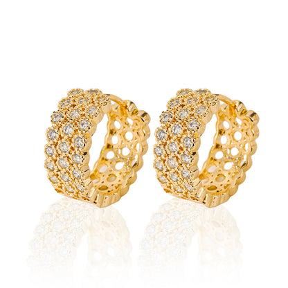 Gold Rhinestone Huggie Earrings