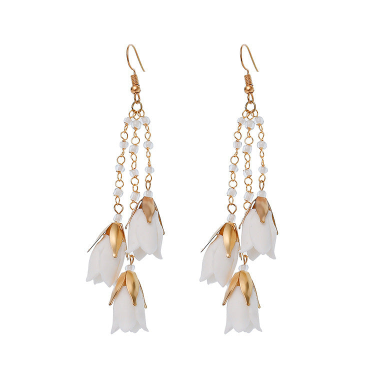 Bridal Crystal Flower Drop Earrings