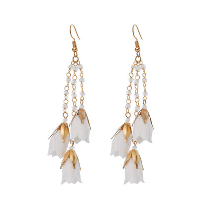 Bridal Crystal Flower Drop Earrings