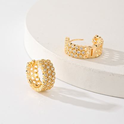 Gold Rhinestone Huggie Earrings
