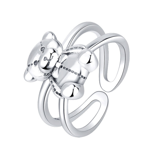 925 Sterling Silver Adjustable Bear Ring