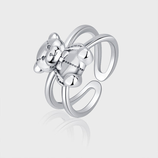 925 Sterling Silver Adjustable Bear Ring