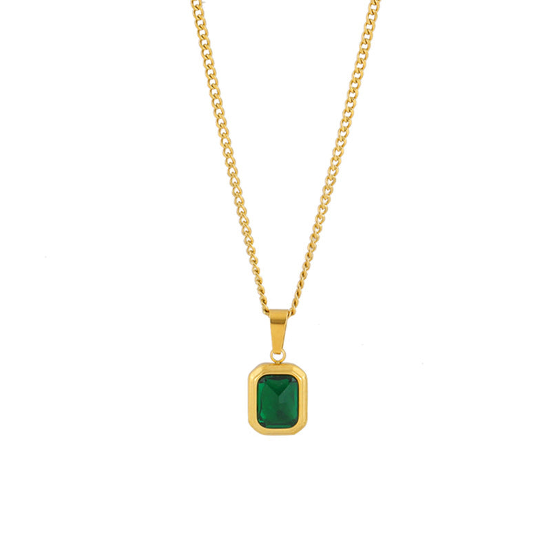 Simple Emerald Pendant Clavicle Necklace