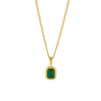 Simple Emerald Pendant Clavicle Necklace